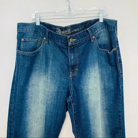 Old Navy Jeans Men 40 Blue Fade Straight‎ Leg Inseam 30 Casual Western Work - Picture 2 of 10